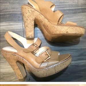 Coach cork platforms Katie  tan 8.5 slightly wrn